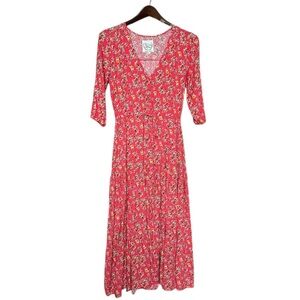 Sunday Mi Amor Women’s Red Ditzy‎ Floral Midi Dress | Women’s Size XS